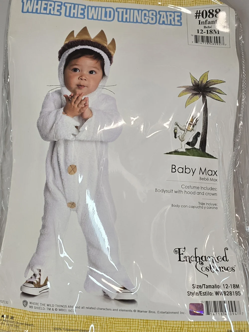 Baby Max White One-Piece Costume Where The Wild Things Are 12-18M
